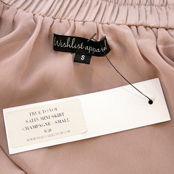 NWT VICI "True To You" Satin Mini Skirt (Champagne | Size S) - Picture 4 of 5